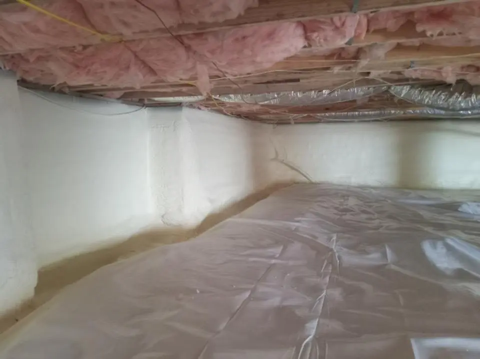 Crawl space encapsulation with closed-cell spray foam for Attic Insulation in Cypress